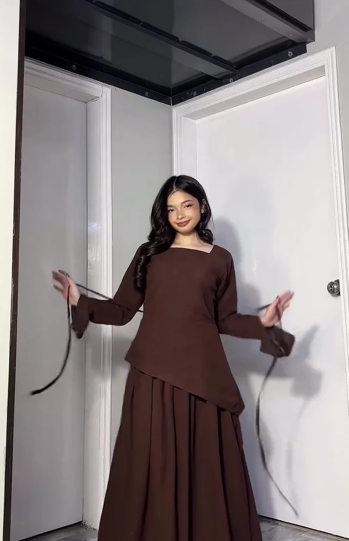 Elegant Chocolate Brown Asymmetrical Co-Ord Set