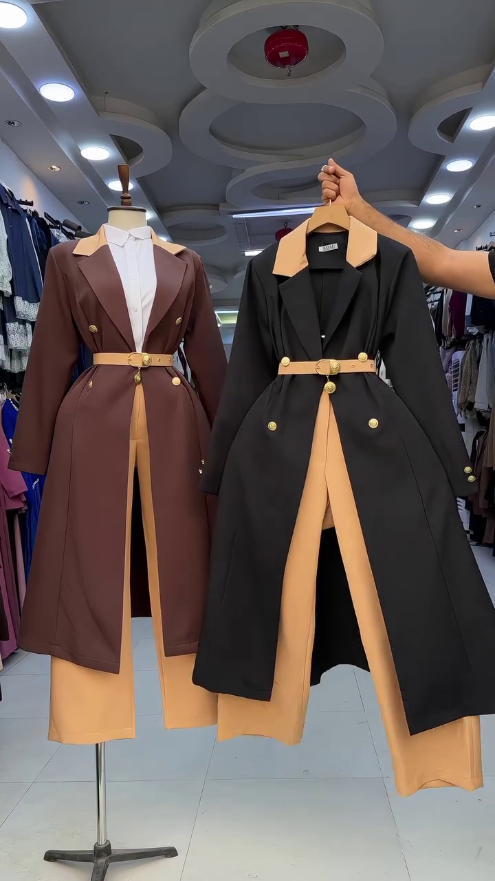 Premium Belted Long Blazer Co-Ord Set for Women
