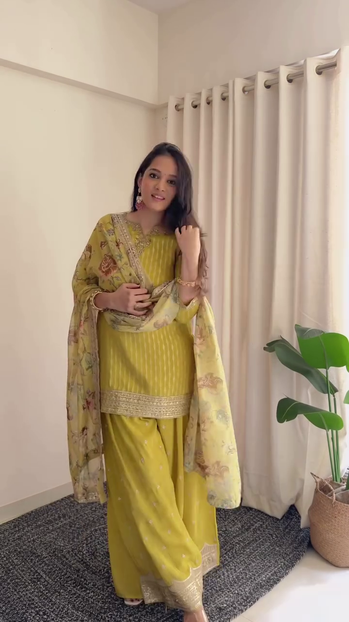 Ivory Mirror Work Kurta Set