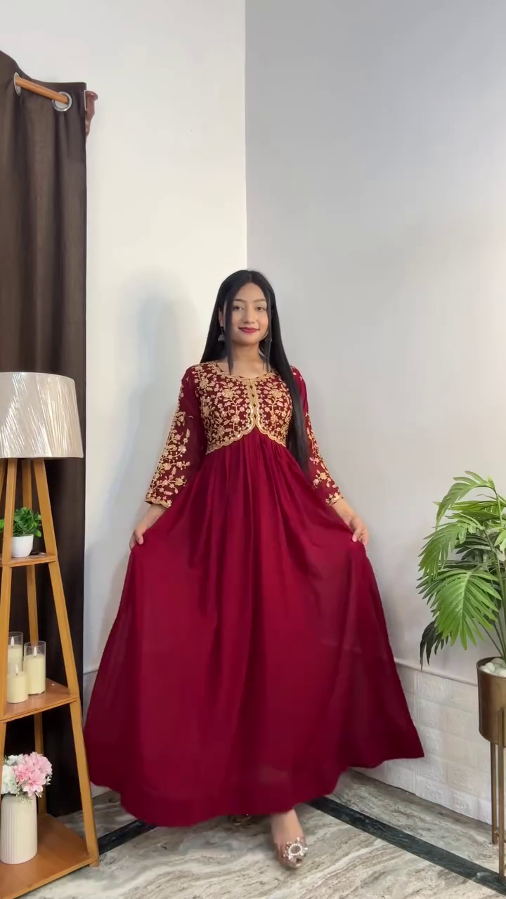 Black Embroidered Anarkali Suit Set