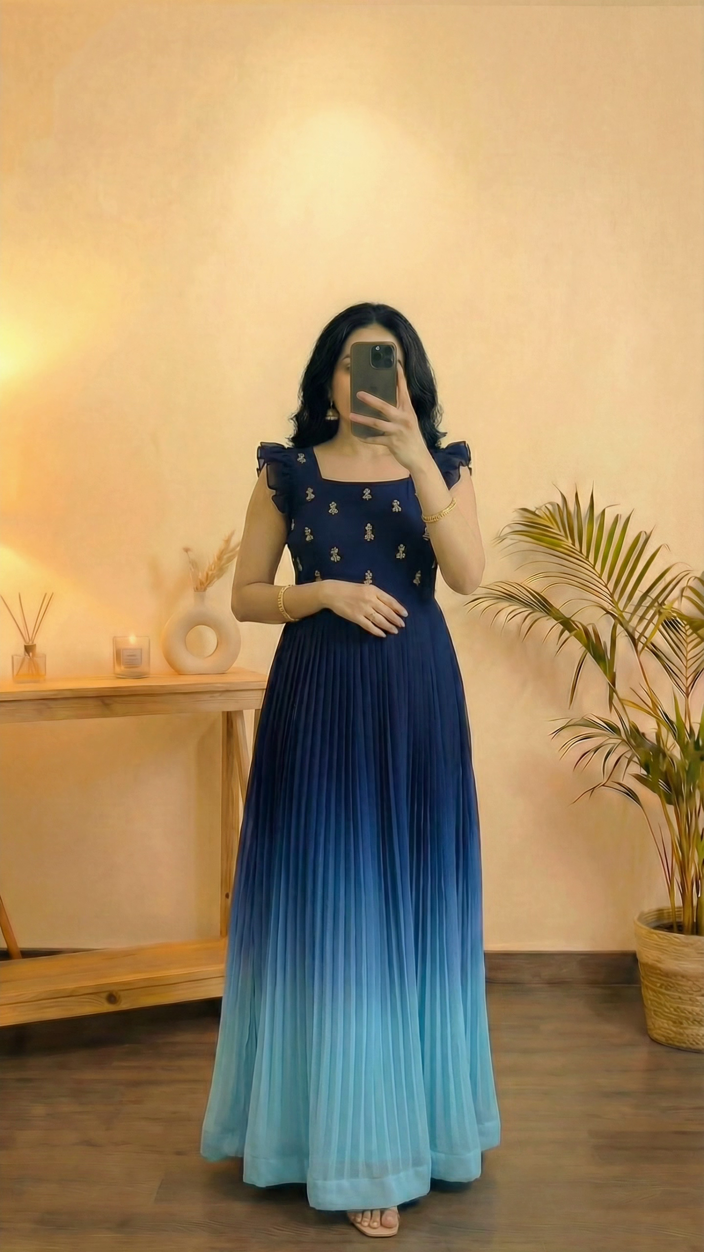 Maroon Embroidered Ethnic Maxi Dress