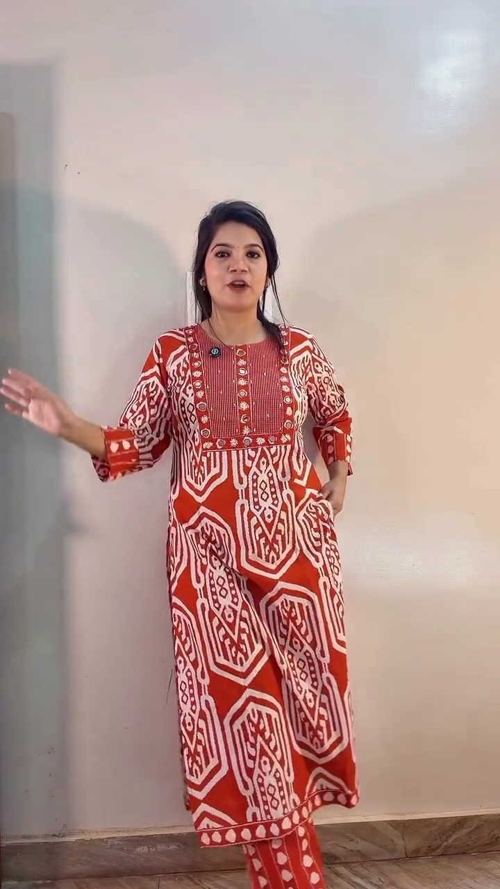 Red Ethnic Printed Kurta Set