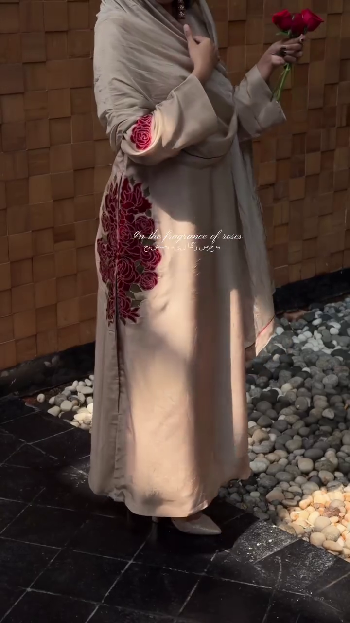 Beige Rose Embroidered Suit