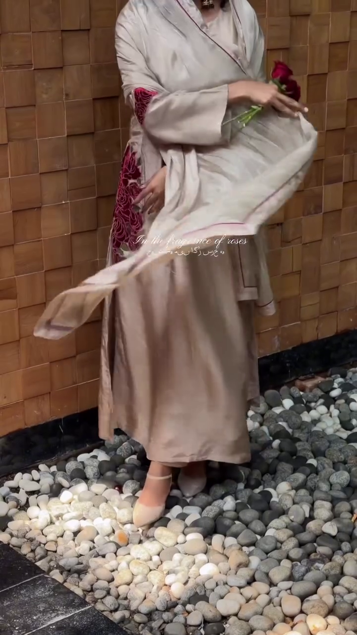 Beige Rose Embroidered Suit