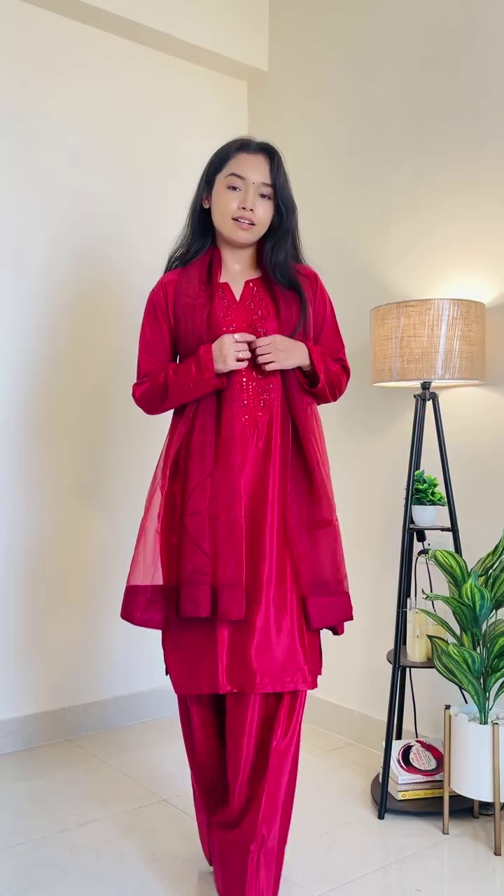 Ruby Red Festive Kurta Set