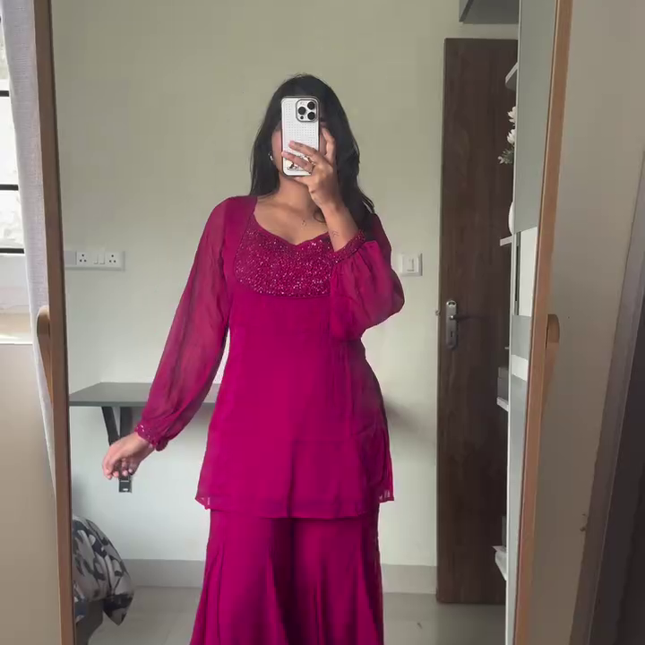 Hot Pink Party Wear Co-Ord Set