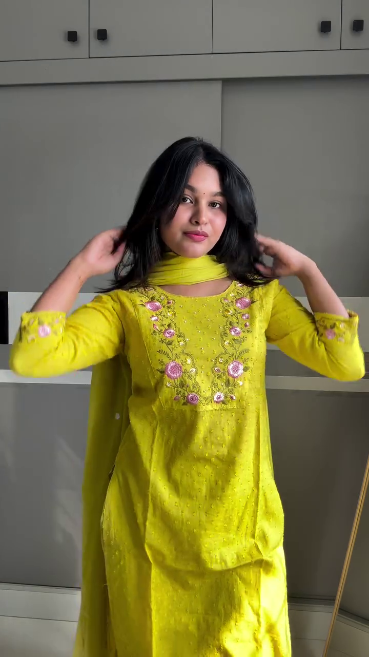 Lime Yellow Elegant Kurta Set