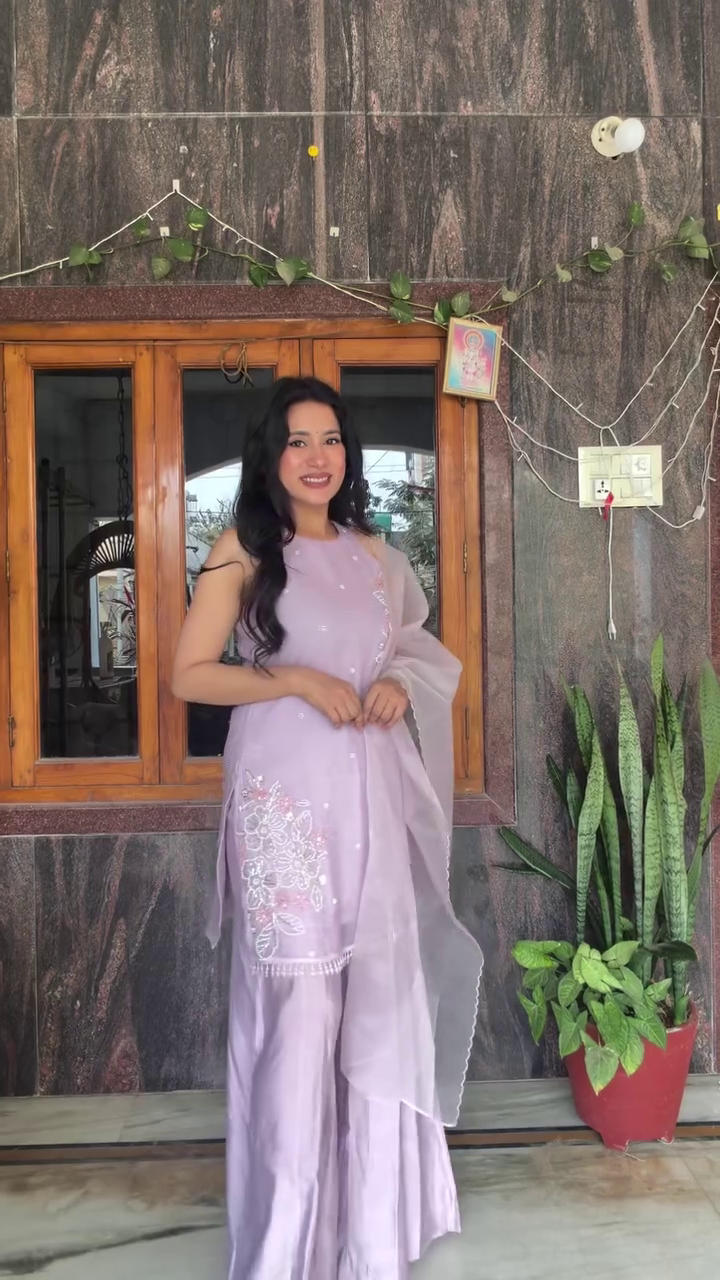 Dusty Pink Sharara Suit Set