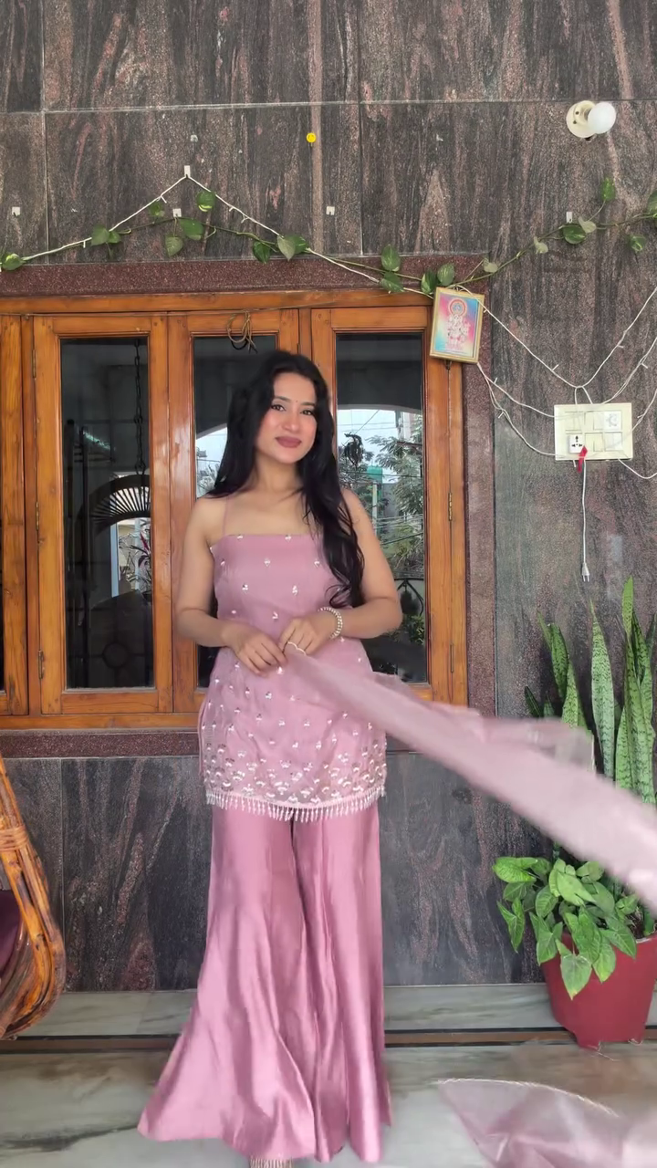 Dusty Pink Sharara Suit Set