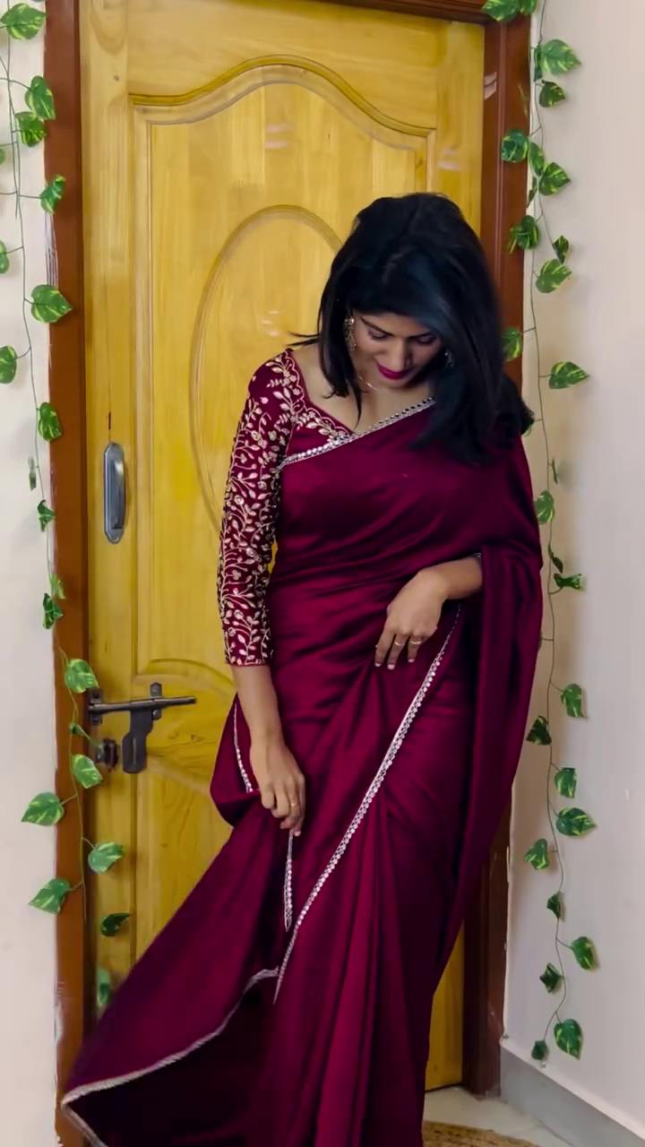 Royal Wine Party Wear Saree