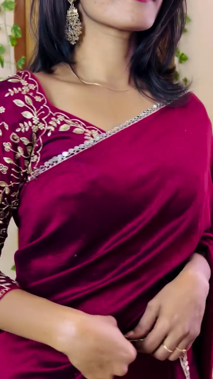 Royal Wine Party Wear Saree