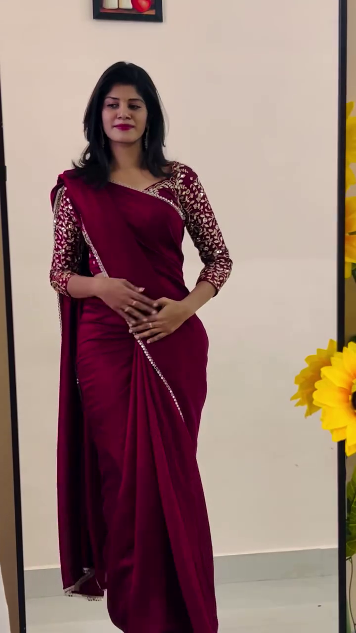 Royal Wine Party Wear Saree