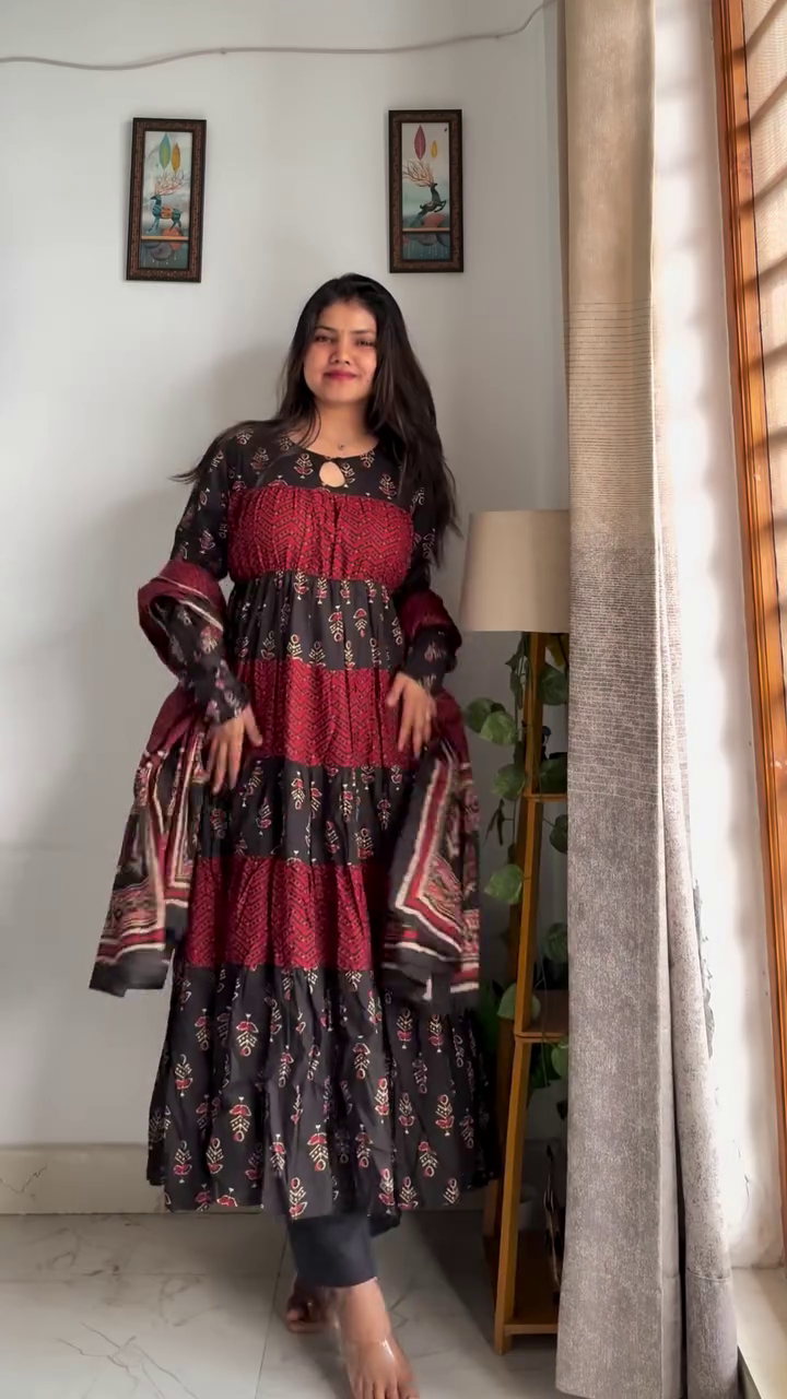 Maroon Printed Festive Suit Set