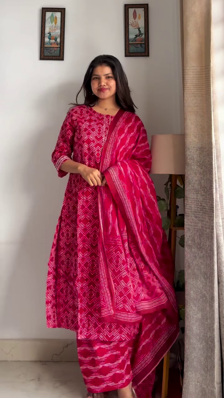 Maroon Printed Festive Suit Set