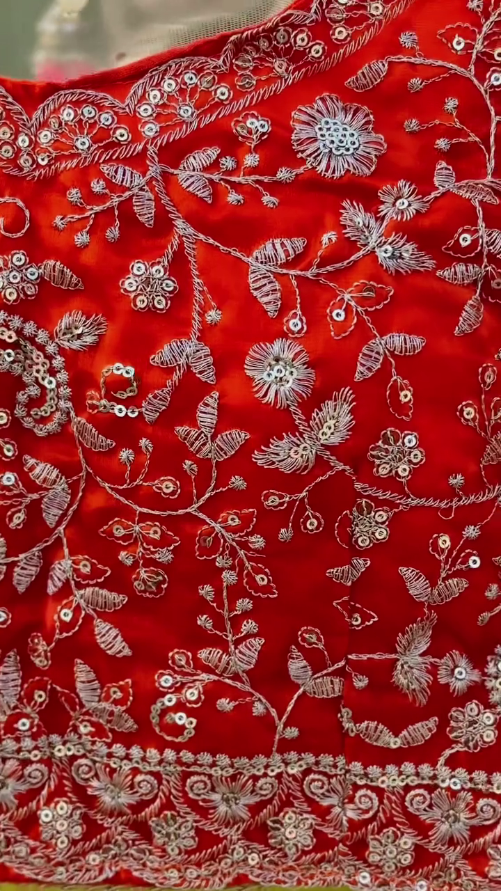 Scarlet Embroidery Fabric