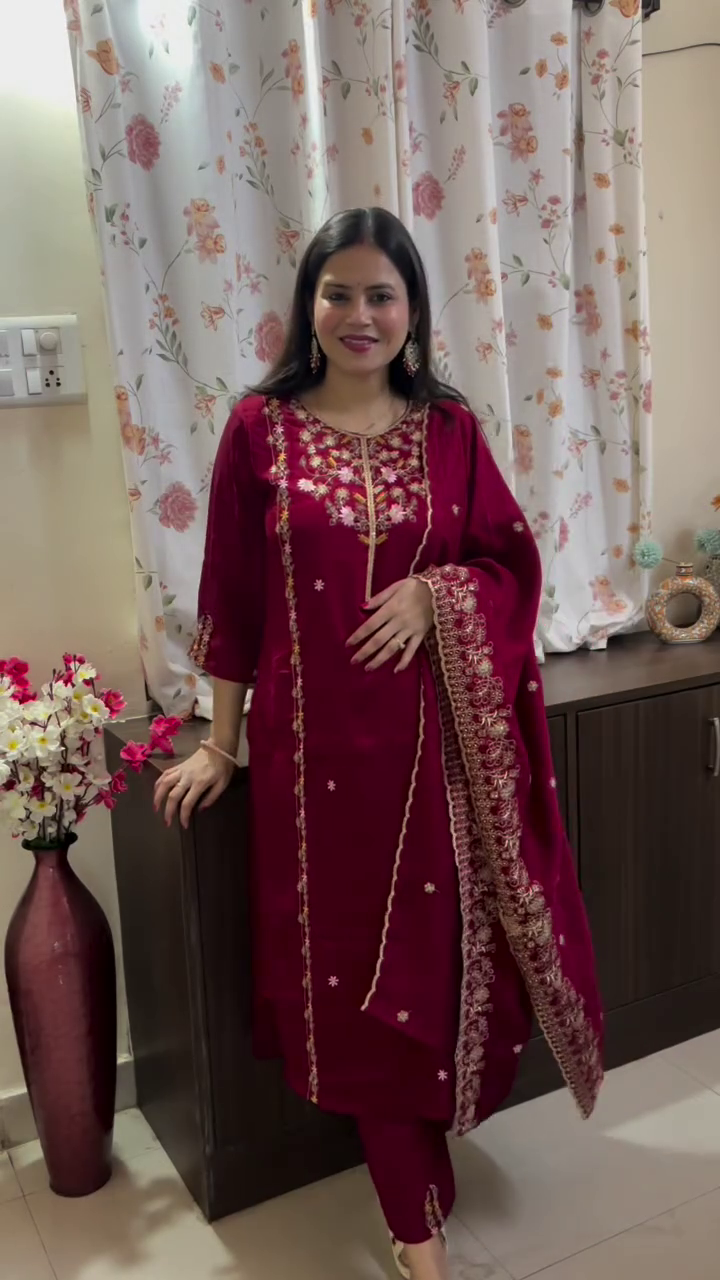 Ruby Embroidered Kurta Set