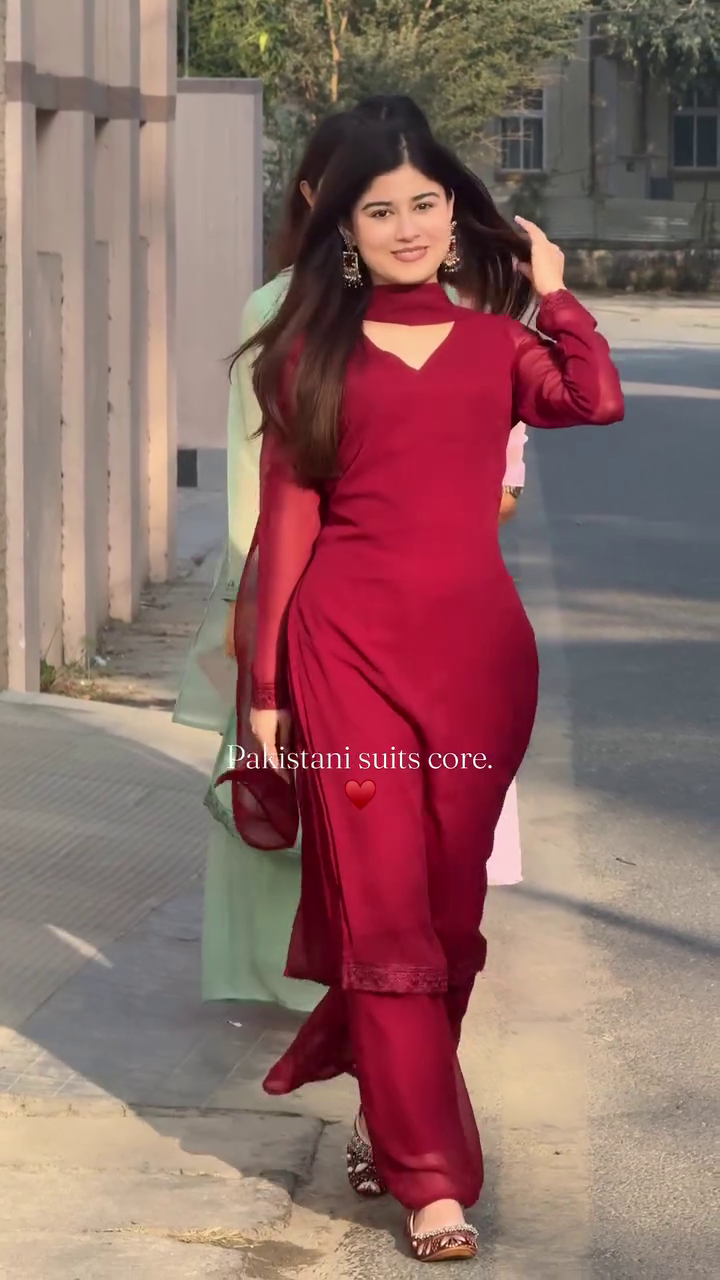 Maroon Classic Pakistani Suit Set