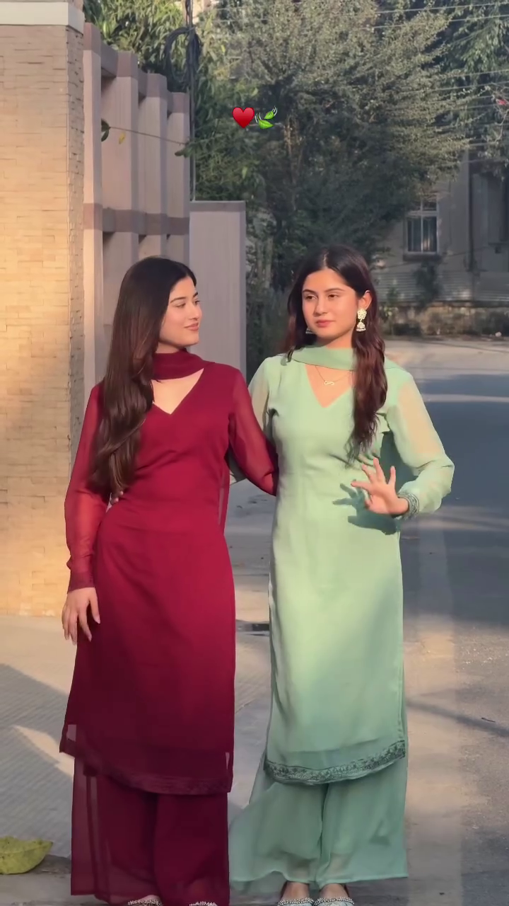 Dual Tone Ethnic Suit Set (Maroon & Mint)