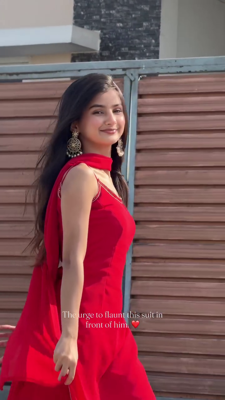 Elegant Red Straight Suit with Dupatta