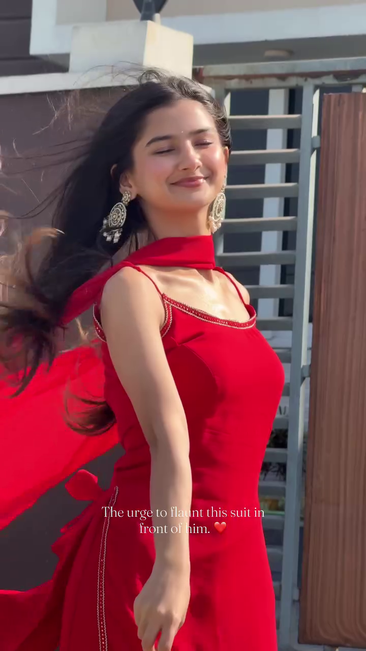 Elegant Red Straight Suit with Dupatta