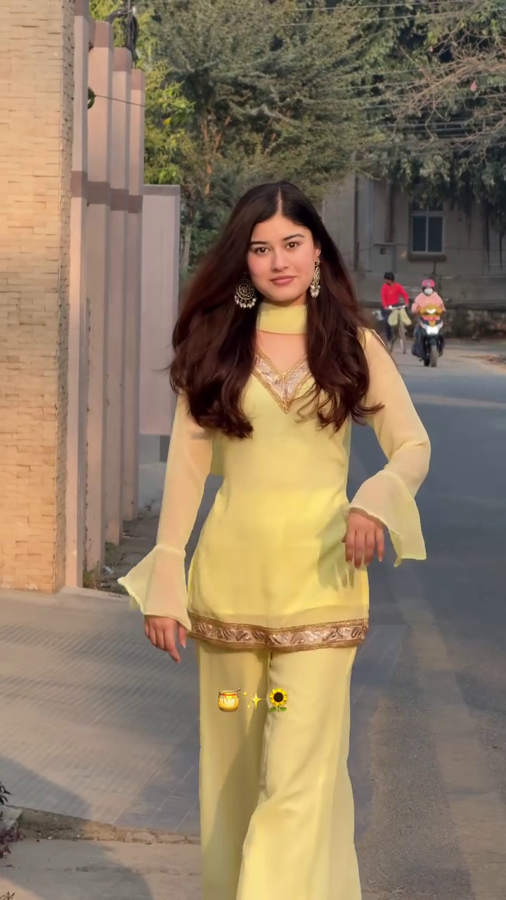 Pastel Yellow Embroidered Suit Set