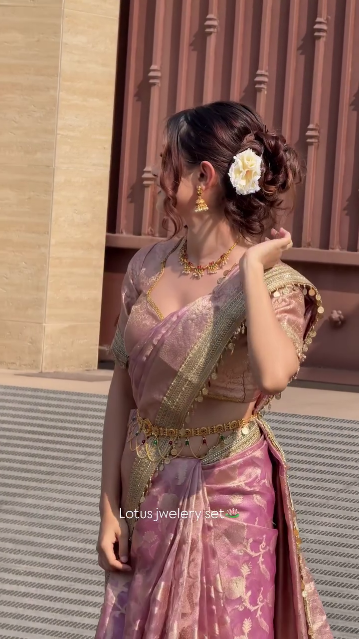 Rose Gold Banarasi Saree