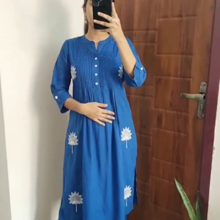 Blue Printed Straight Kurti