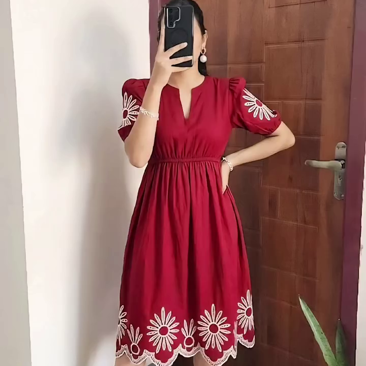 . Maroon Embroidered Anarkali Dress