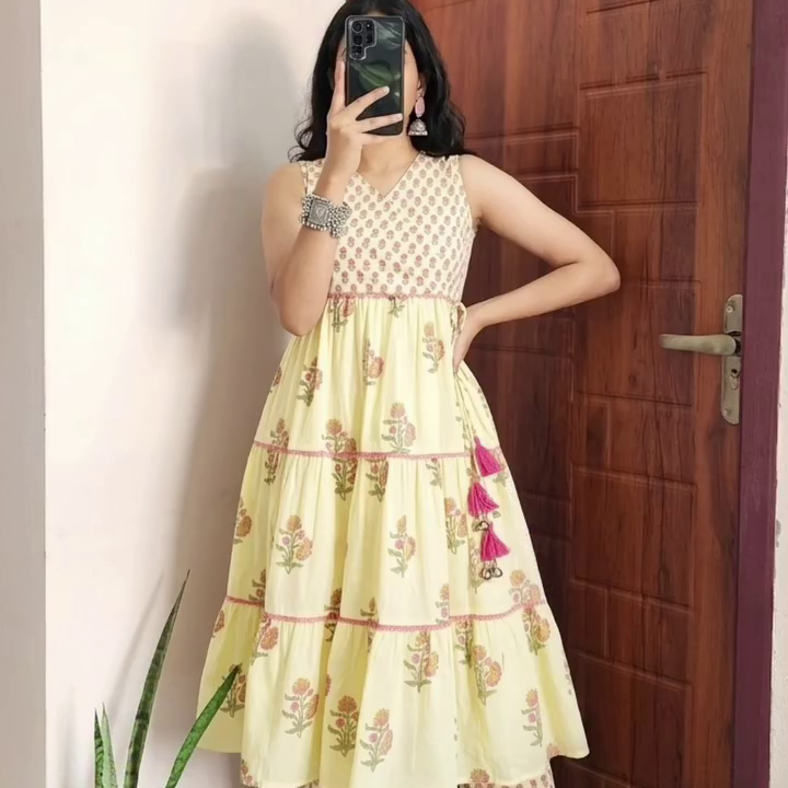 Lime Green Printed Straight Kurti