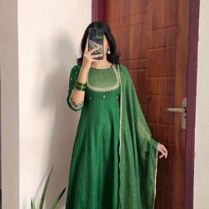 Red Floral Anarkali Suit with Dupatta