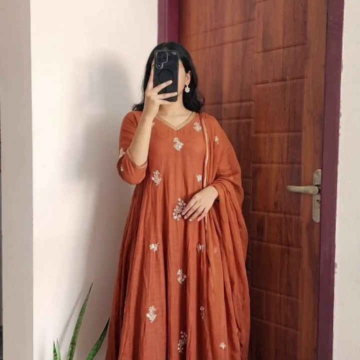 Red Floral Anarkali Suit with Dupatta