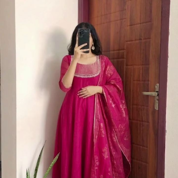 Red Floral Anarkali Suit with Dupatta