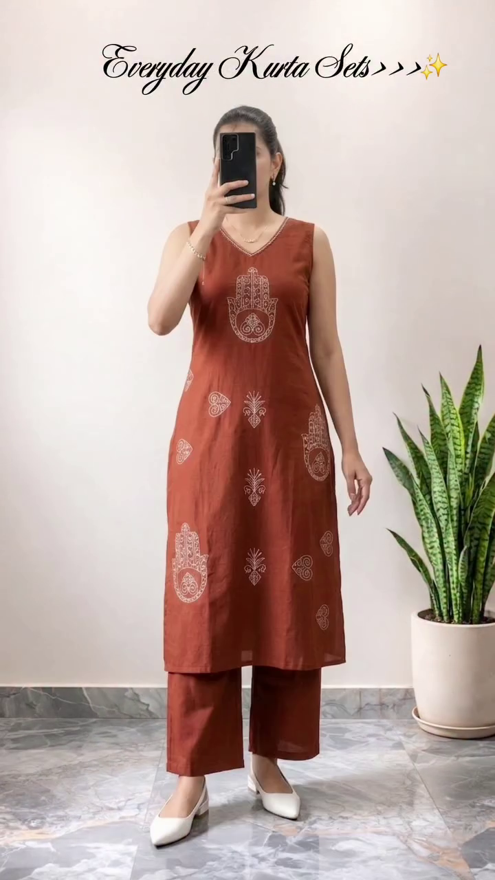 Maroon Embroidered Straight Kurta Set
