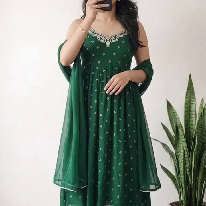 Emerald Green Anarkali Suit Set