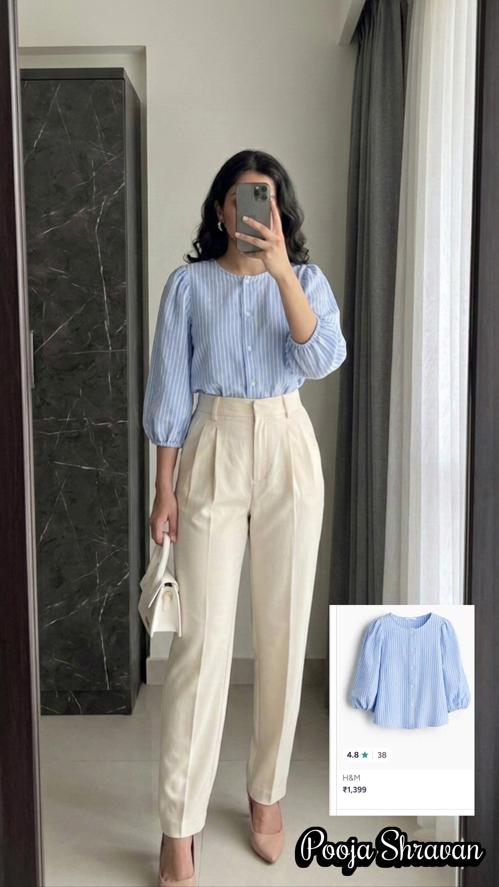 Blue Striped Peplum Top with Pants