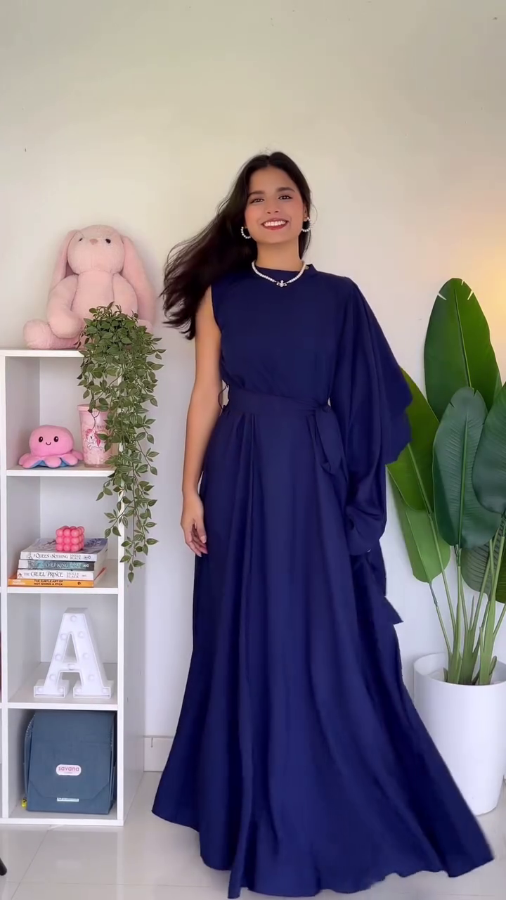 White & Navy Floral Maxi Dress