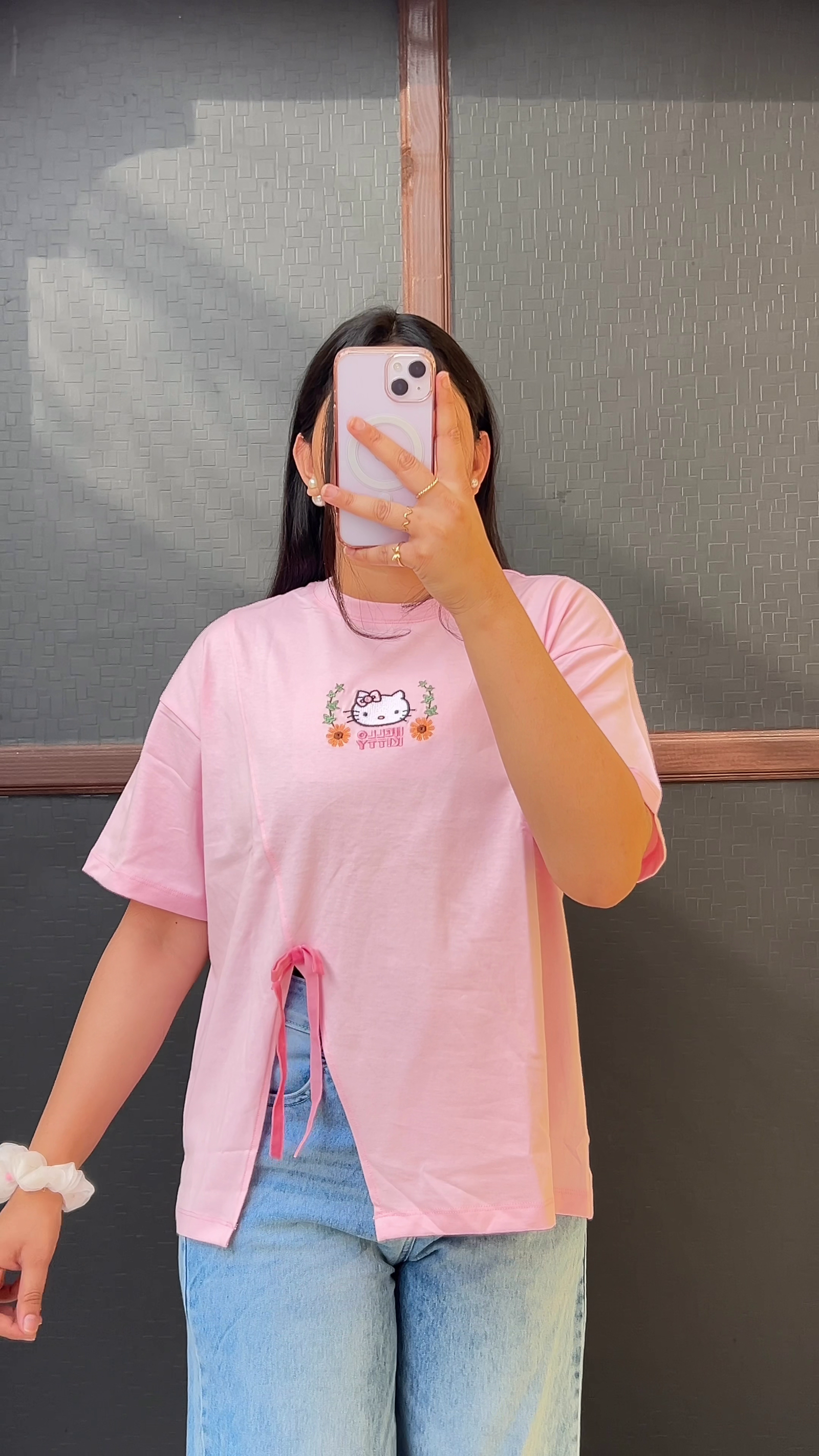 Pastel Heart Casual Tee & Denim Look