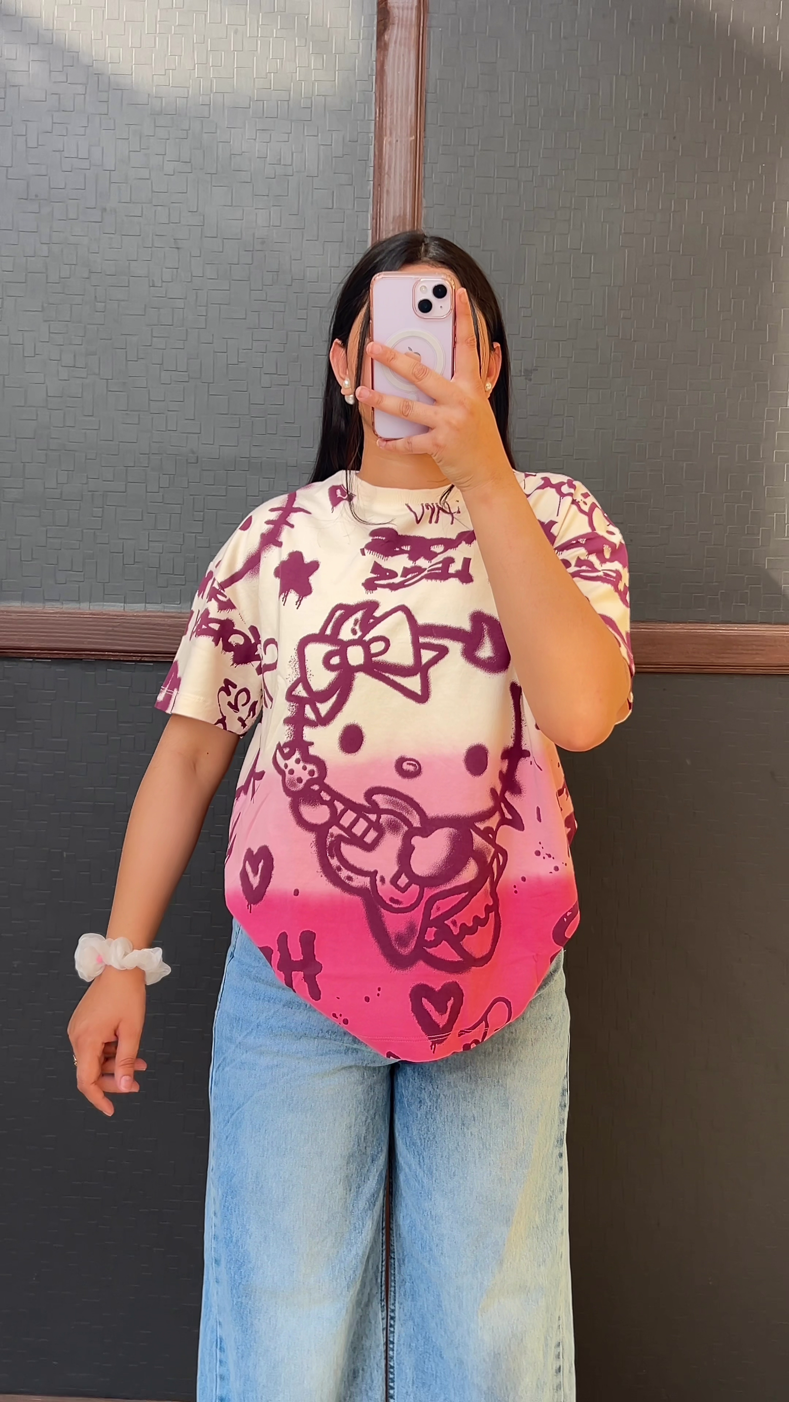 Pastel Heart Casual Tee & Denim Look