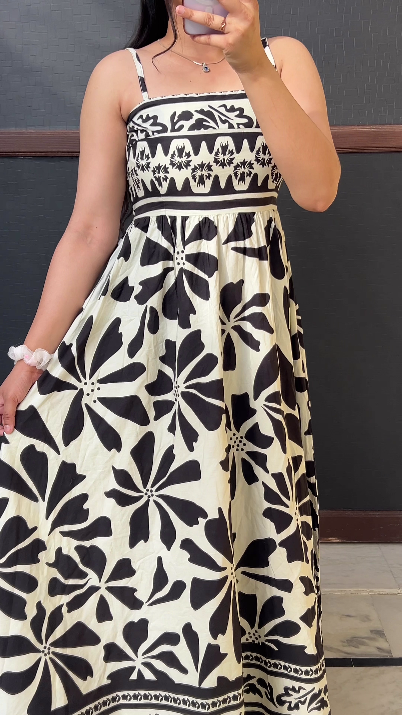 Monochrome Floral Summer Dress