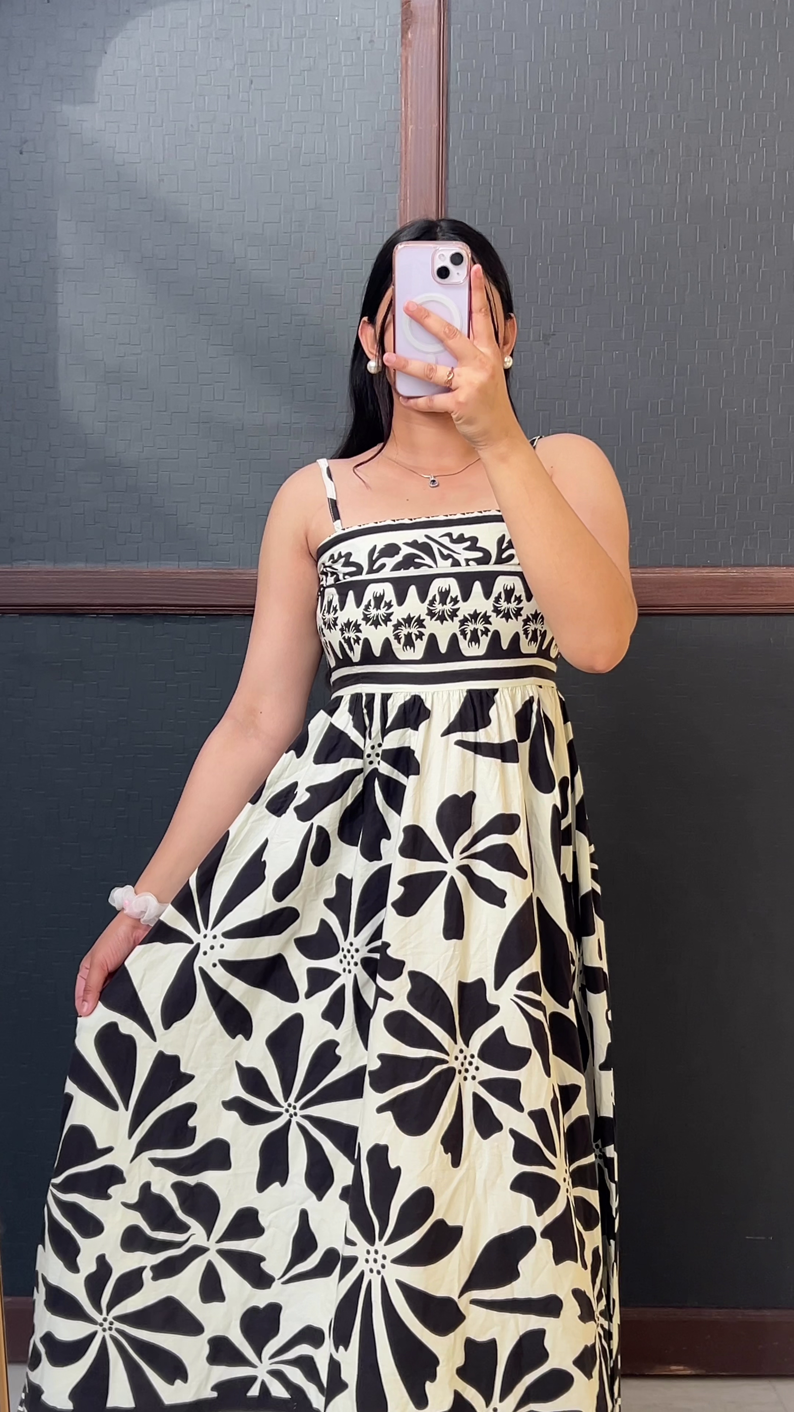 Monochrome Floral Summer Dress