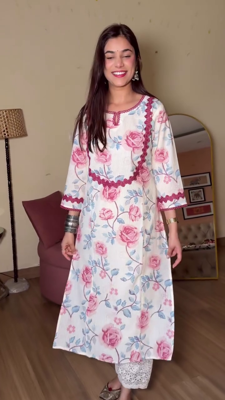 Soft Floral Printed Ethnic Kurta Set