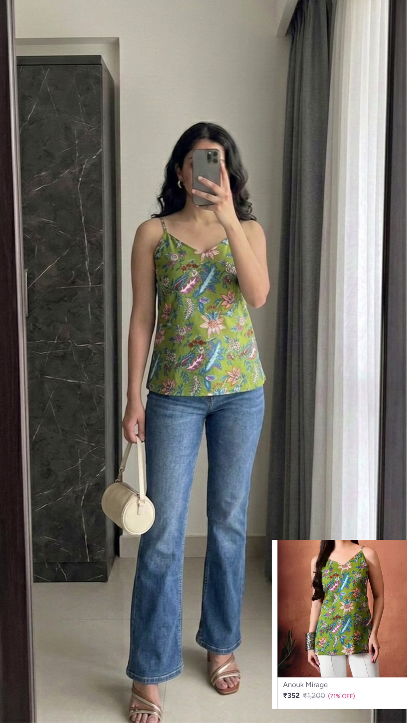 Classic Black Shirt with Beige Trousers