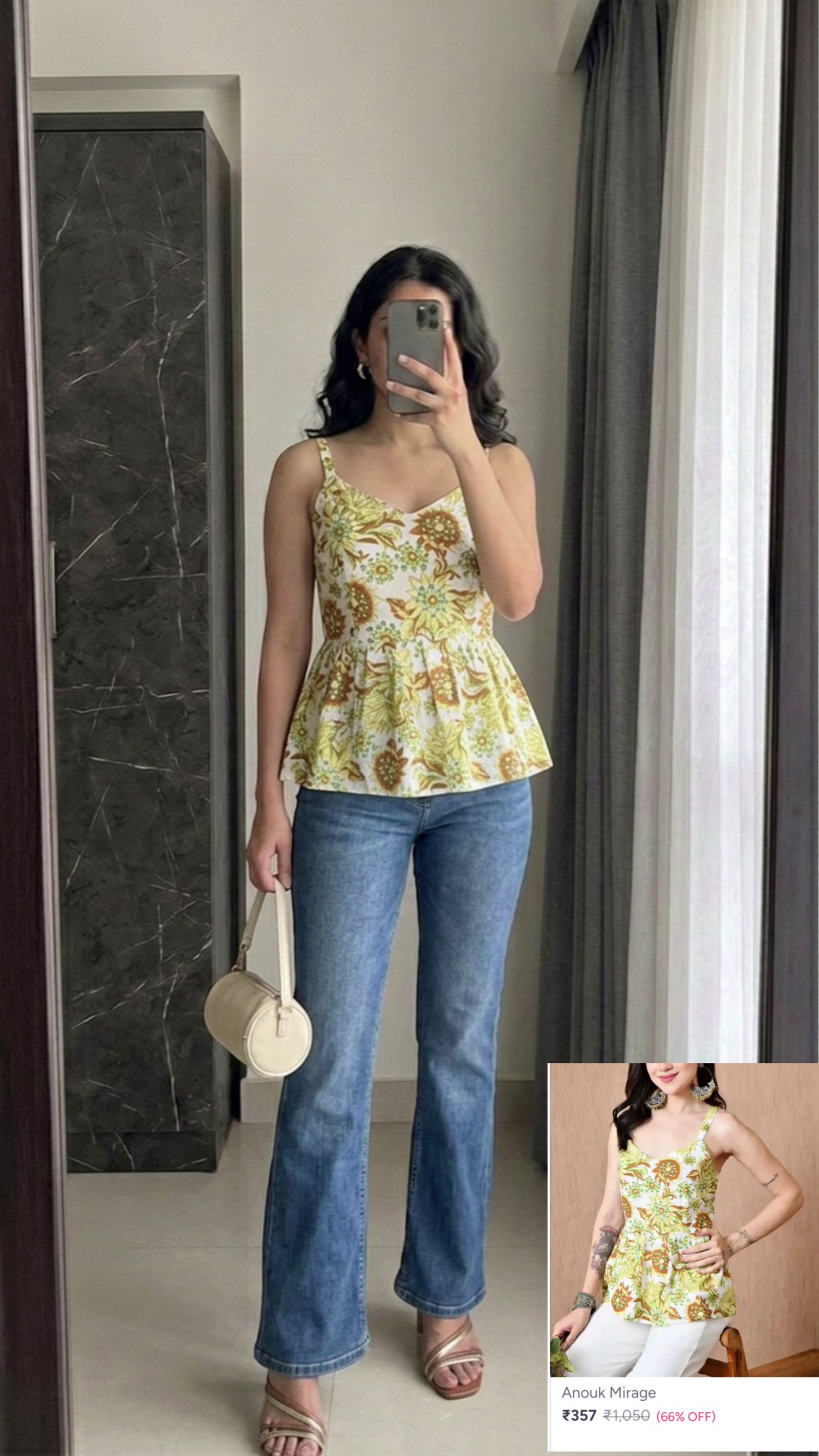 Classic Black Shirt with Beige Trousers