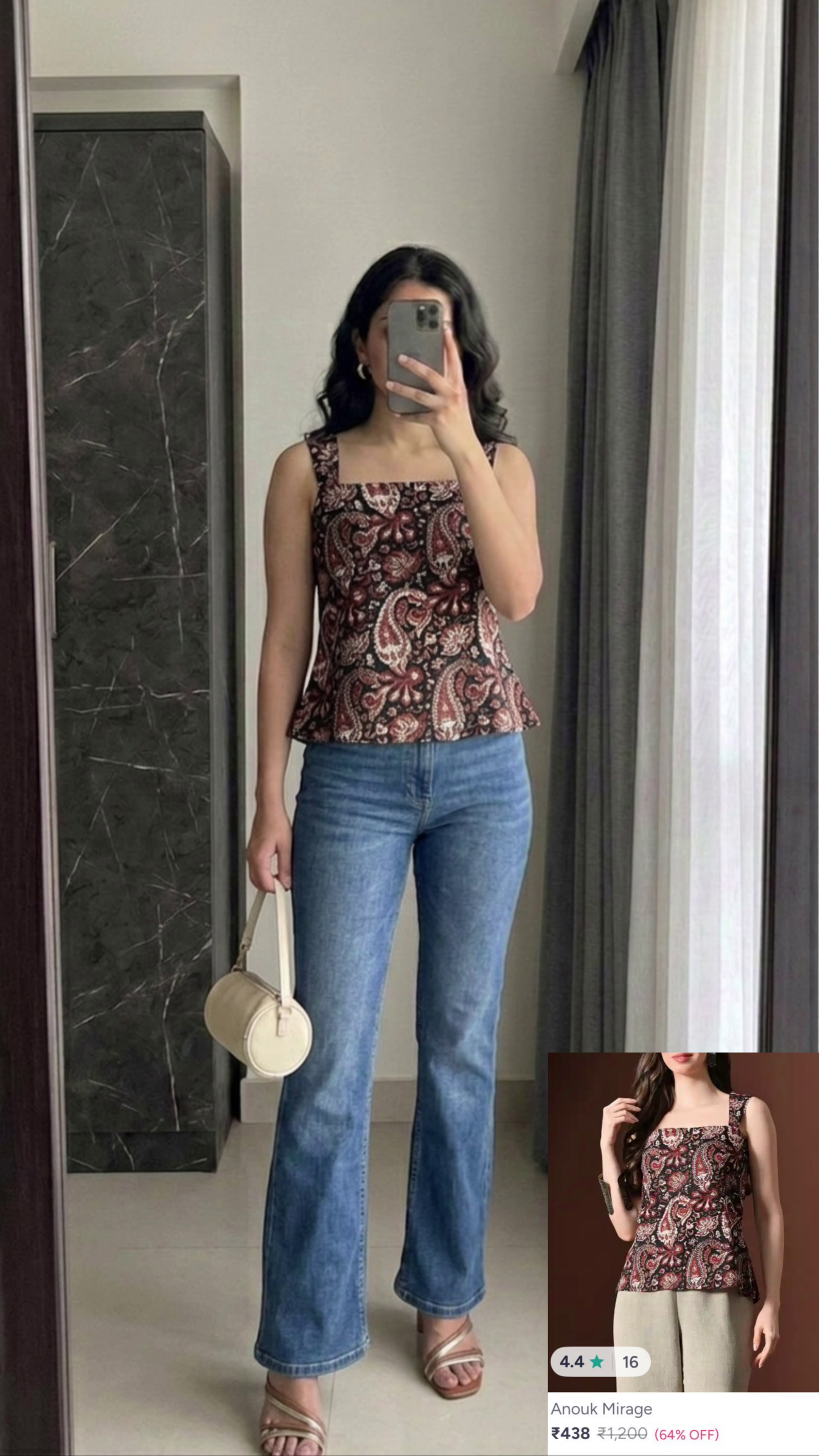 Classic Black Shirt with Beige Trousers