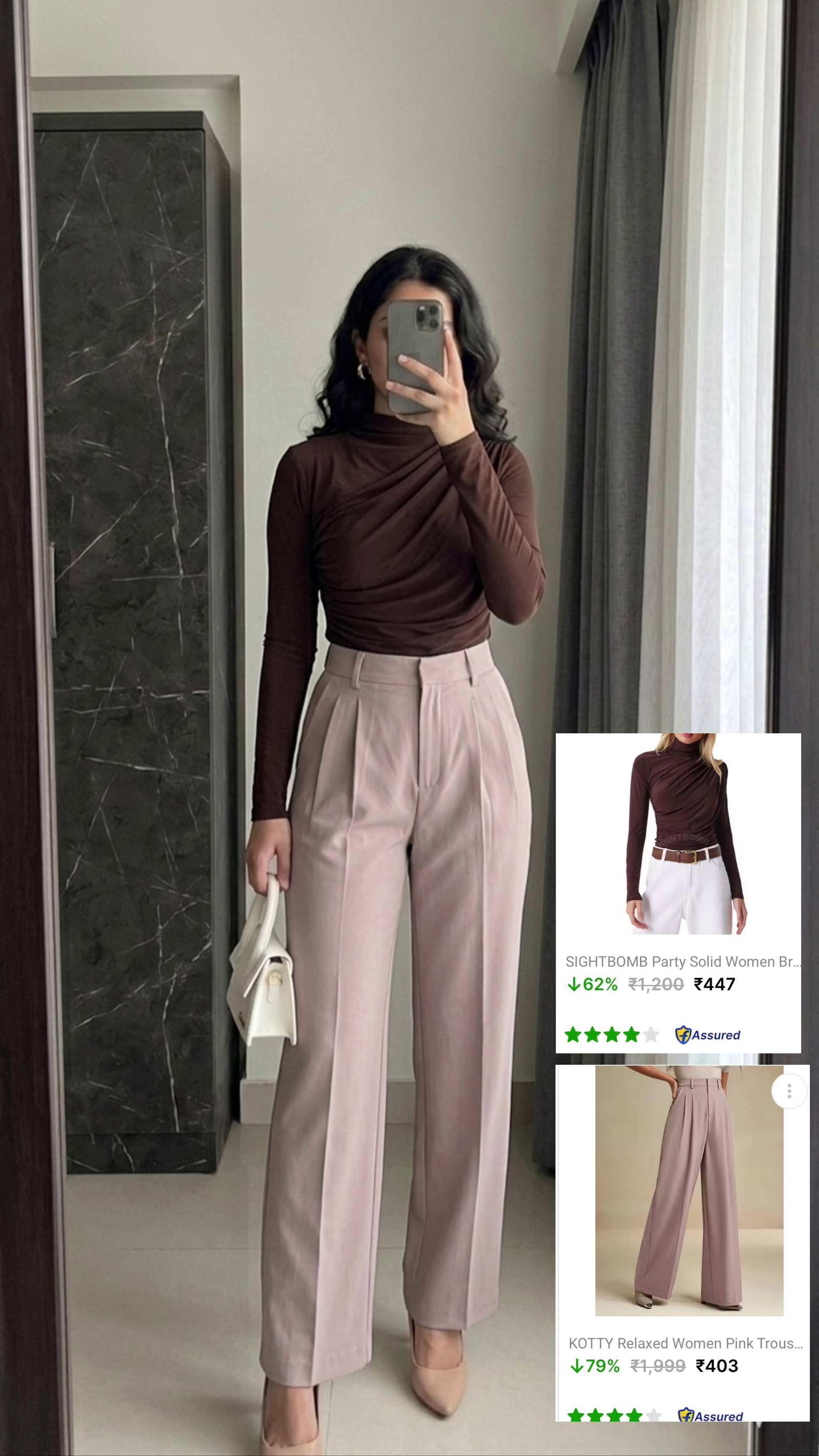 Rust Printed Kurta with Straight Pants