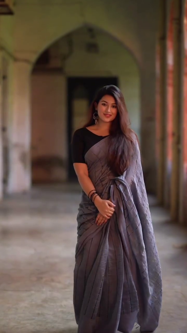 Charcoal Grey Saree Chic