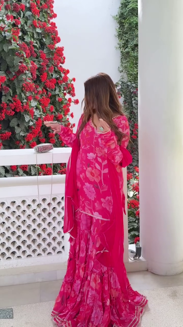 Pink Floral Soft Glam (Anarkali)