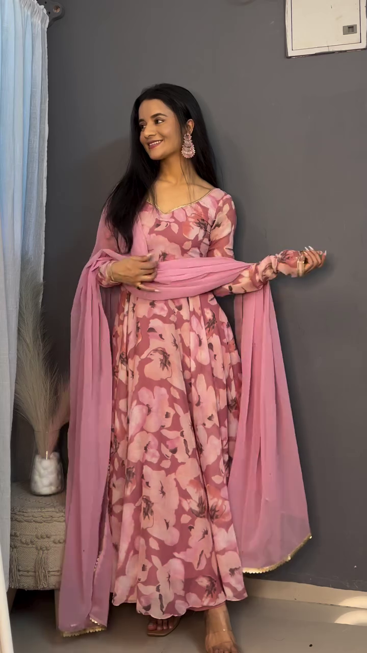 Blush Floral Twirl Dress Anarkali