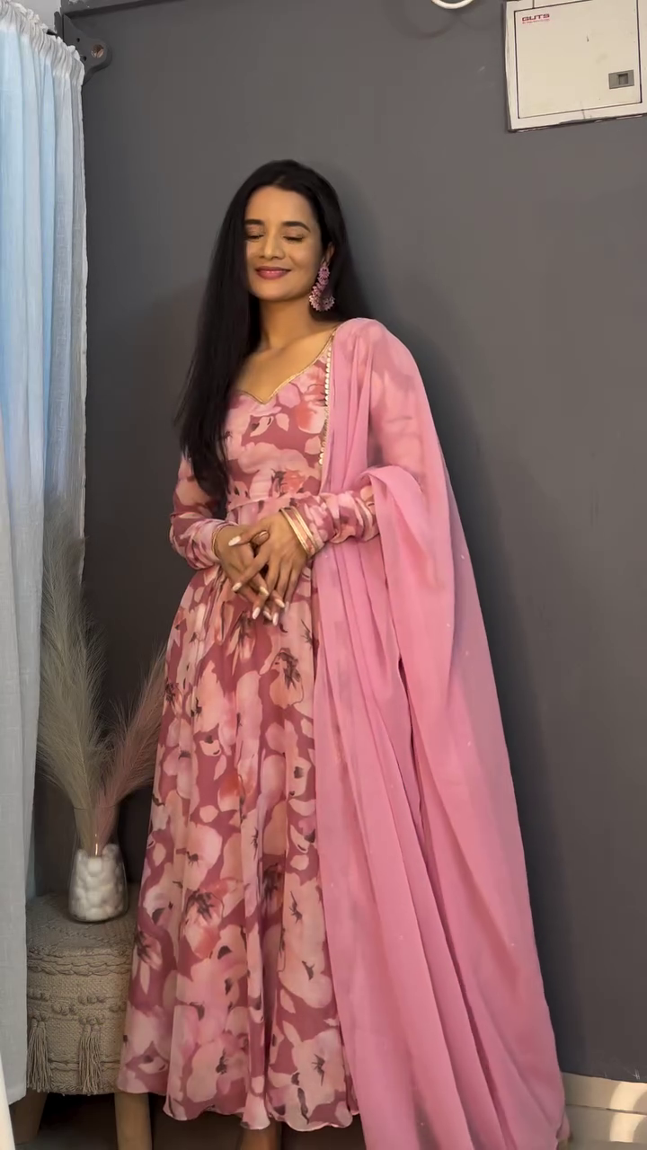 Blush Floral Twirl Dress Anarkali