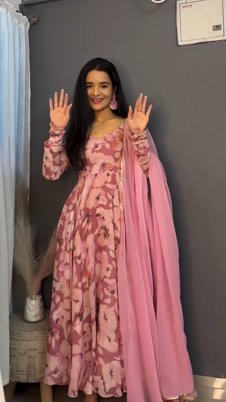 Blush Floral Twirl Dress Anarkali
